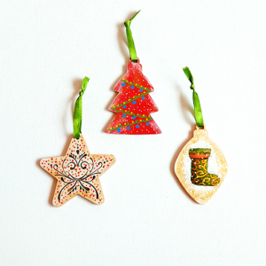 Christmas Ornaments – Star, Tree and Gift stocking