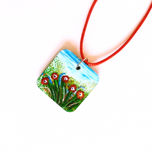 Red wildflowers necklace